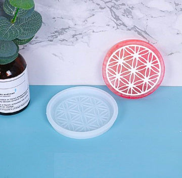 Flower Design Resin Coaster Molds Epoxy Slice Silicone