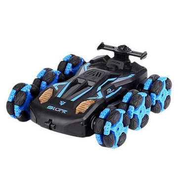 Toy vehicle with six wheels on a white background