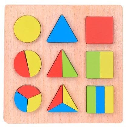 Wooden Geometric Shapes Puzzle - Multicolor Kids Early Educational Toys