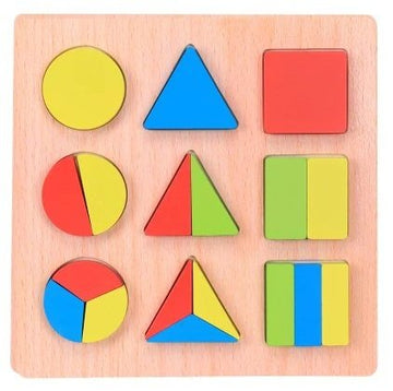 Wooden Geometric Shapes Puzzle - Multicolor Kids Early Educational Toys