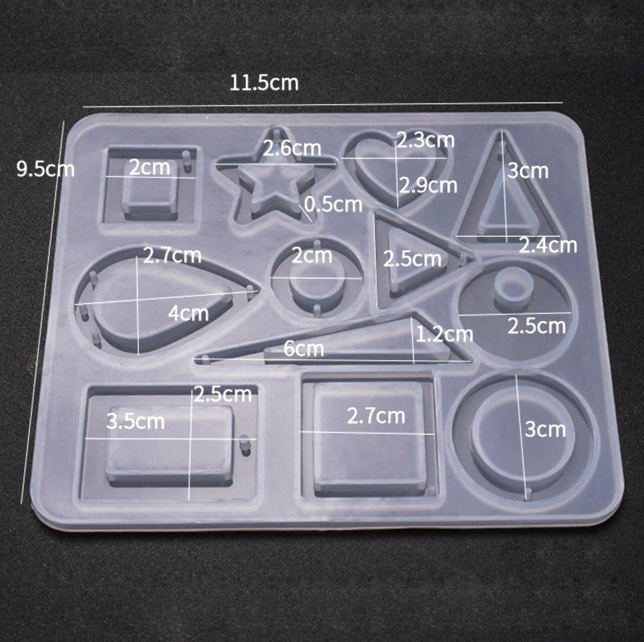 1 Pack 12 Case Geometric Shapes Cabochon Gem Silicon