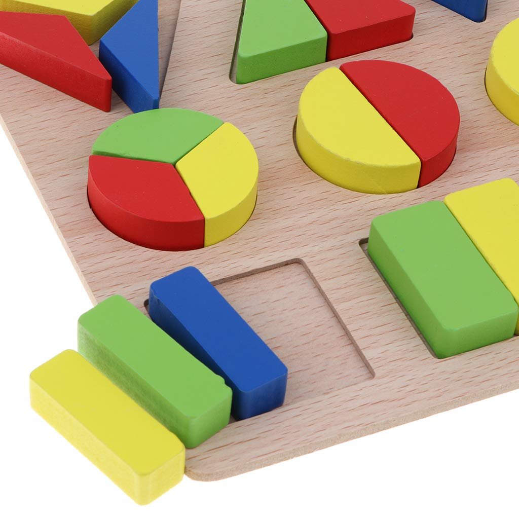 Wooden Geometric Shapes Puzzle - Multicolor Kids Early Educational Toys