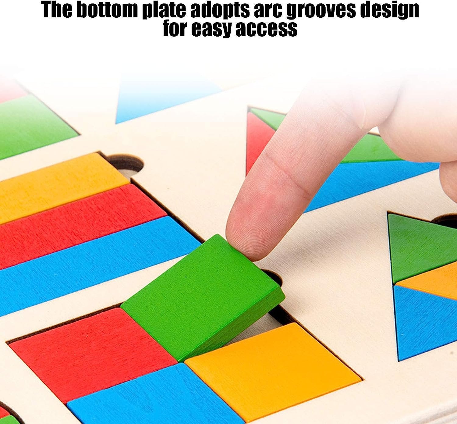 Wooden Geometric Shapes Partition Puzzle - 12pcs