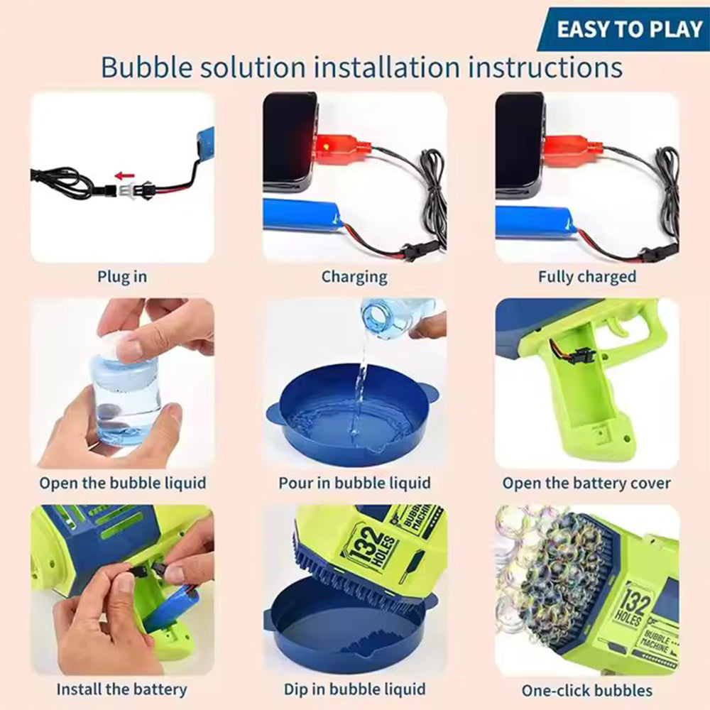 132-Hole Automatic Electric Bubble Gun
