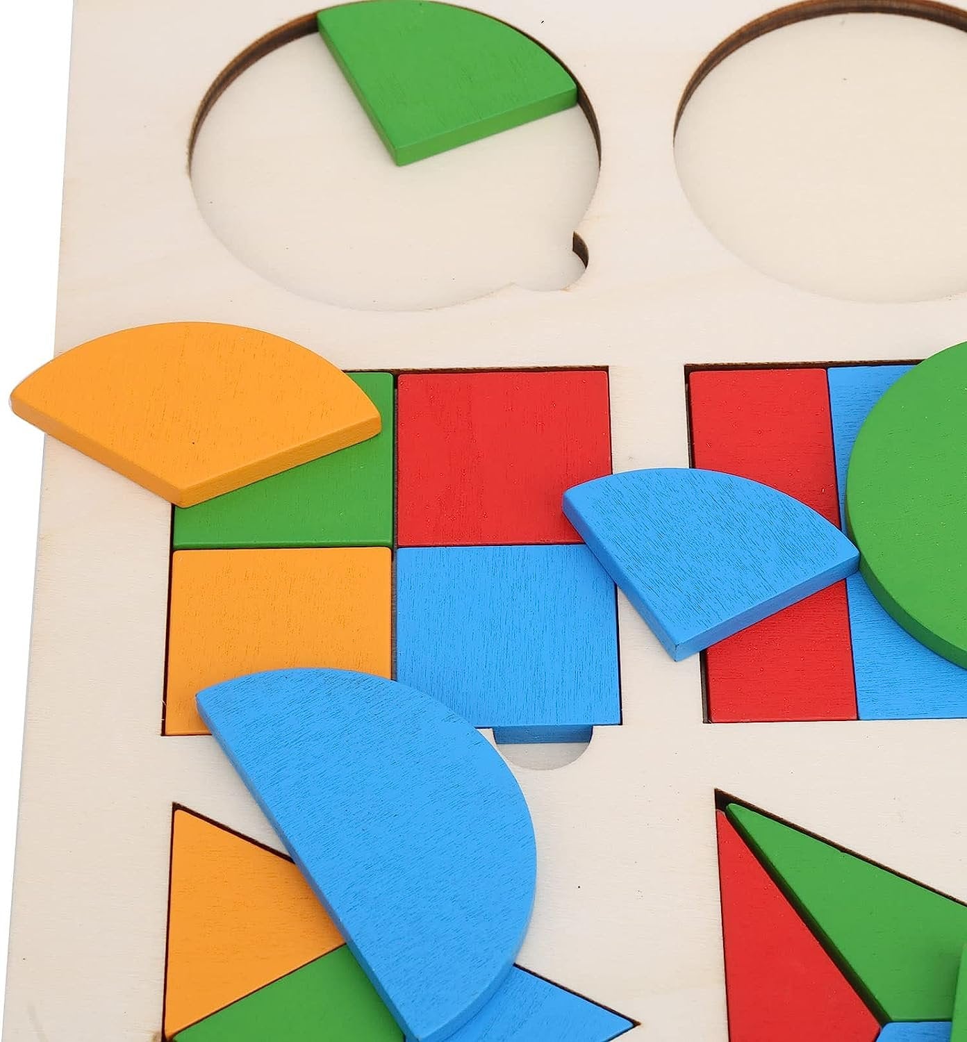 Wooden Geometric Shapes Partition Puzzle - 12pcs