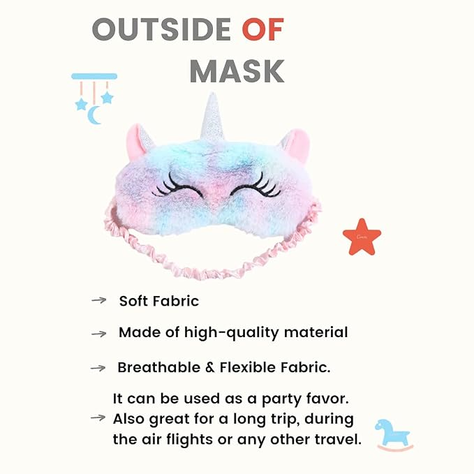 Unicorn Eye Mask Sleep Masks For Girls Blindfold For Women for Insomnia, Meditation, Puffy Eyes And Dark Circles Eye Shade