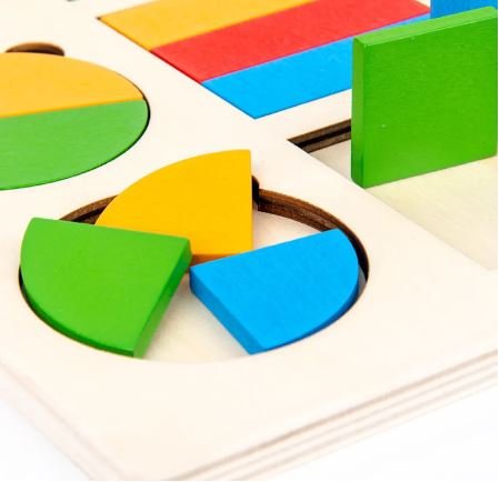 Wooden Geometric Shapes Partition Puzzle - 12pcs