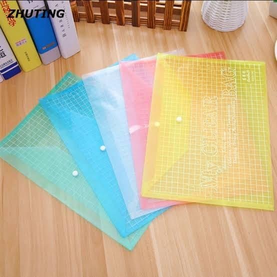Pack of 3 - Random Color Plastic Clear Bag A4 Size