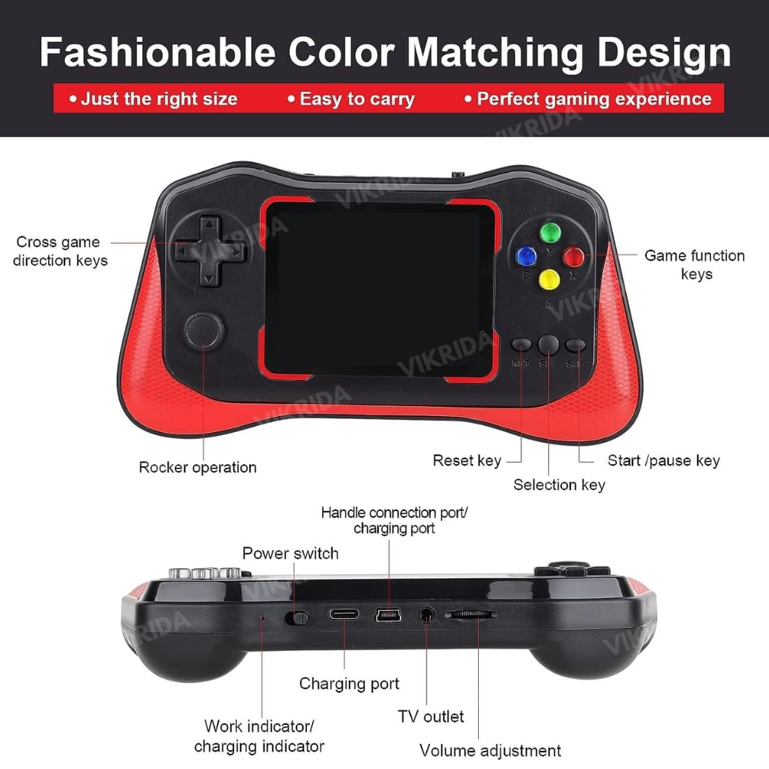 500 In 1 Classic Retro Handheld Multi-Game Console With Gamepad Support