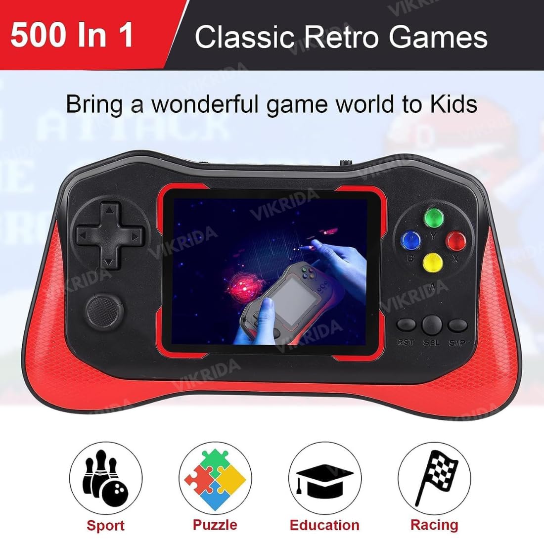 500 In 1 Classic Retro Handheld Multi-Game Console With Gamepad Support