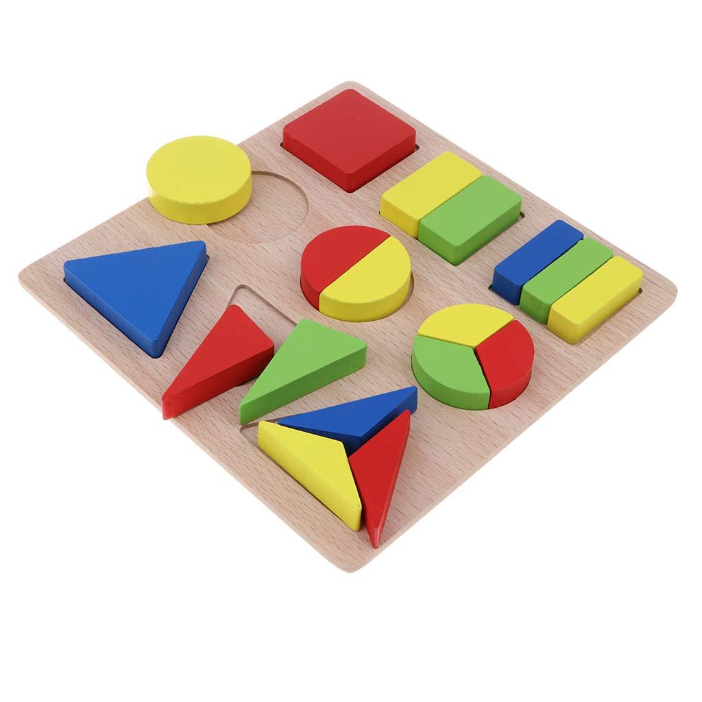 Wooden Geometric Shapes Puzzle - Multicolor Kids Early Educational Toys