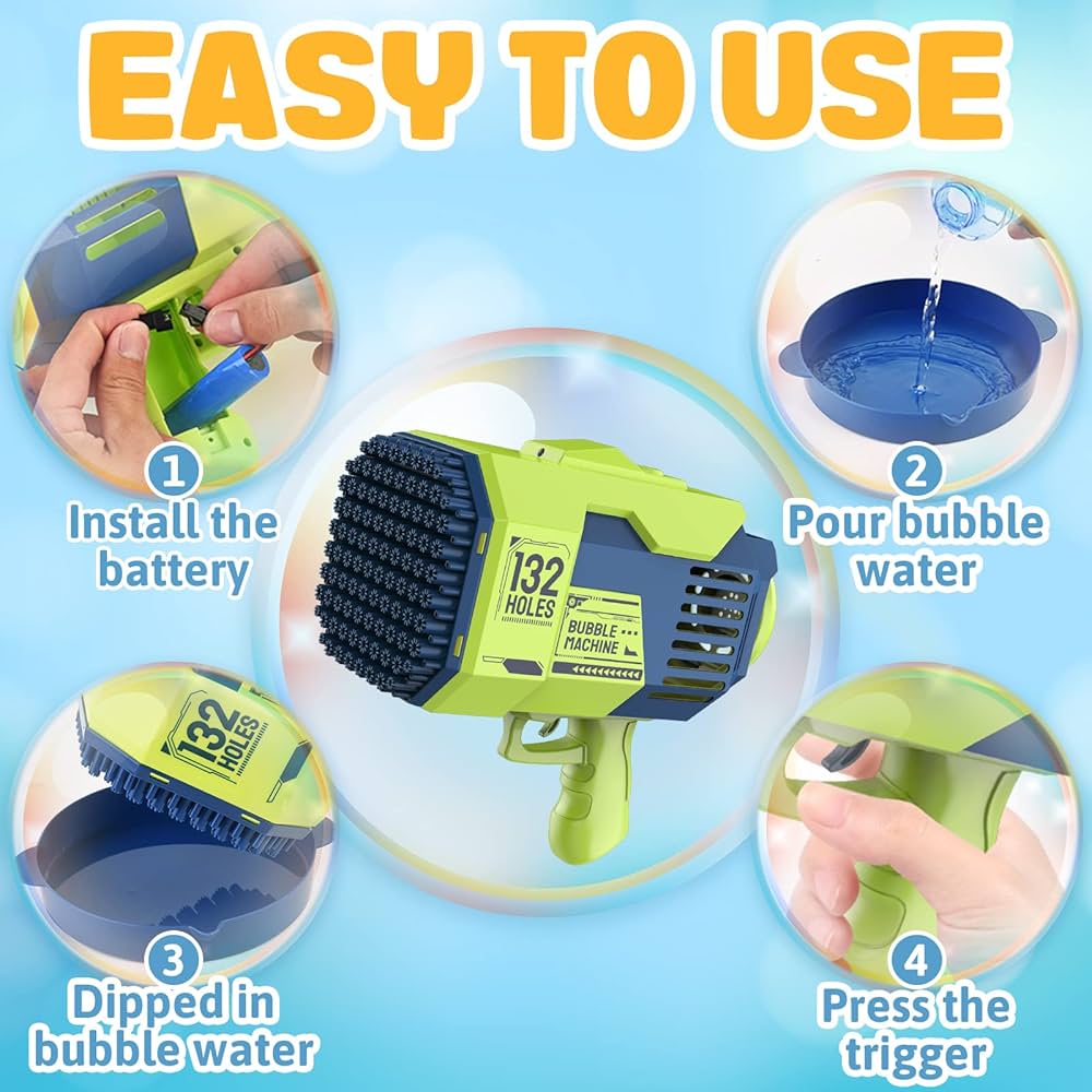 132-Hole Automatic Electric Bubble Gun