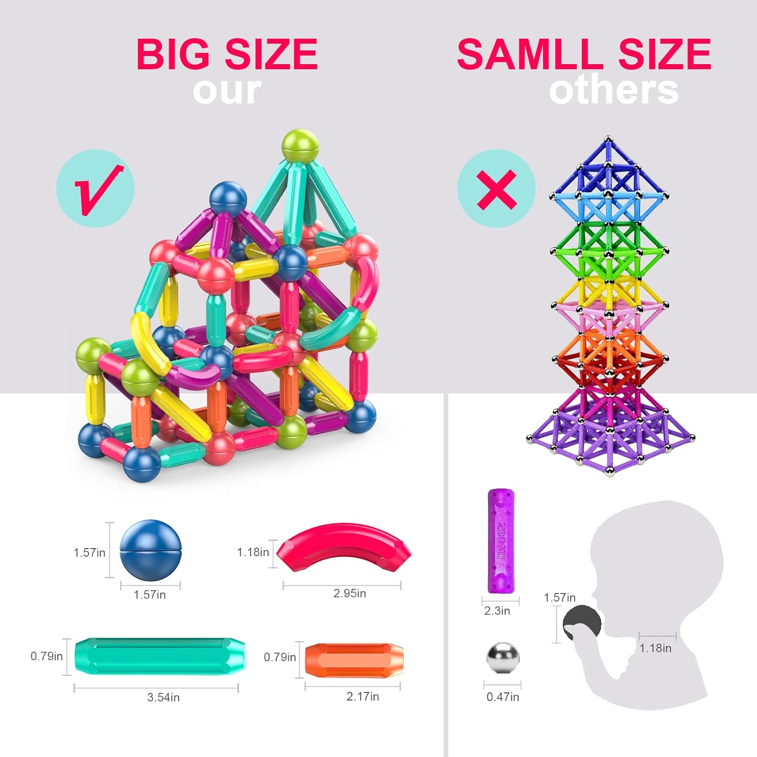 Magnetic Blocks and Rods Set for Toddlers