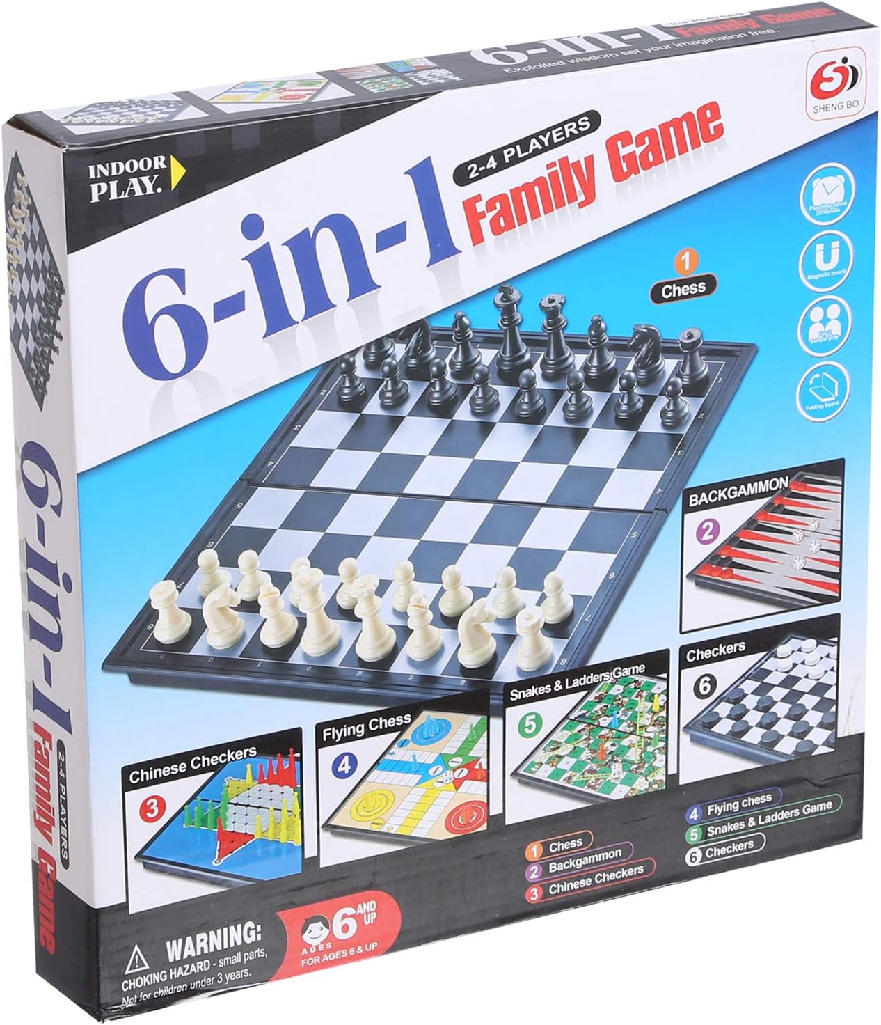 6 In 1 Magnetic Travel Family Board Game