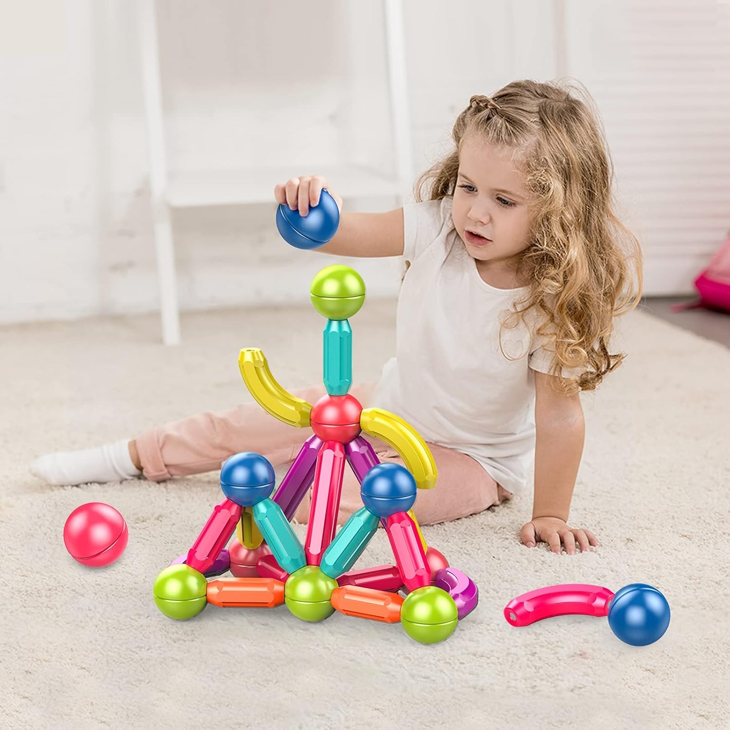 Magnetic Blocks and Rods Set for Toddlers