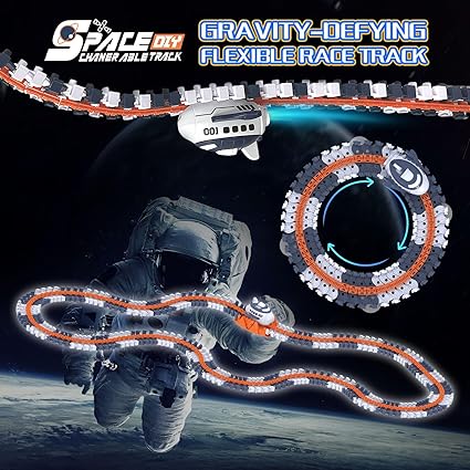 Kids Car Race Track, Space Rocket Spaceman, Flexible Track Toy Cars