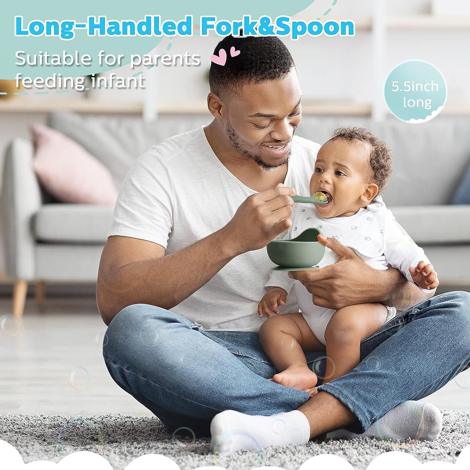 Random Color - Babies Suction Bowl, Spoon & Fork Set