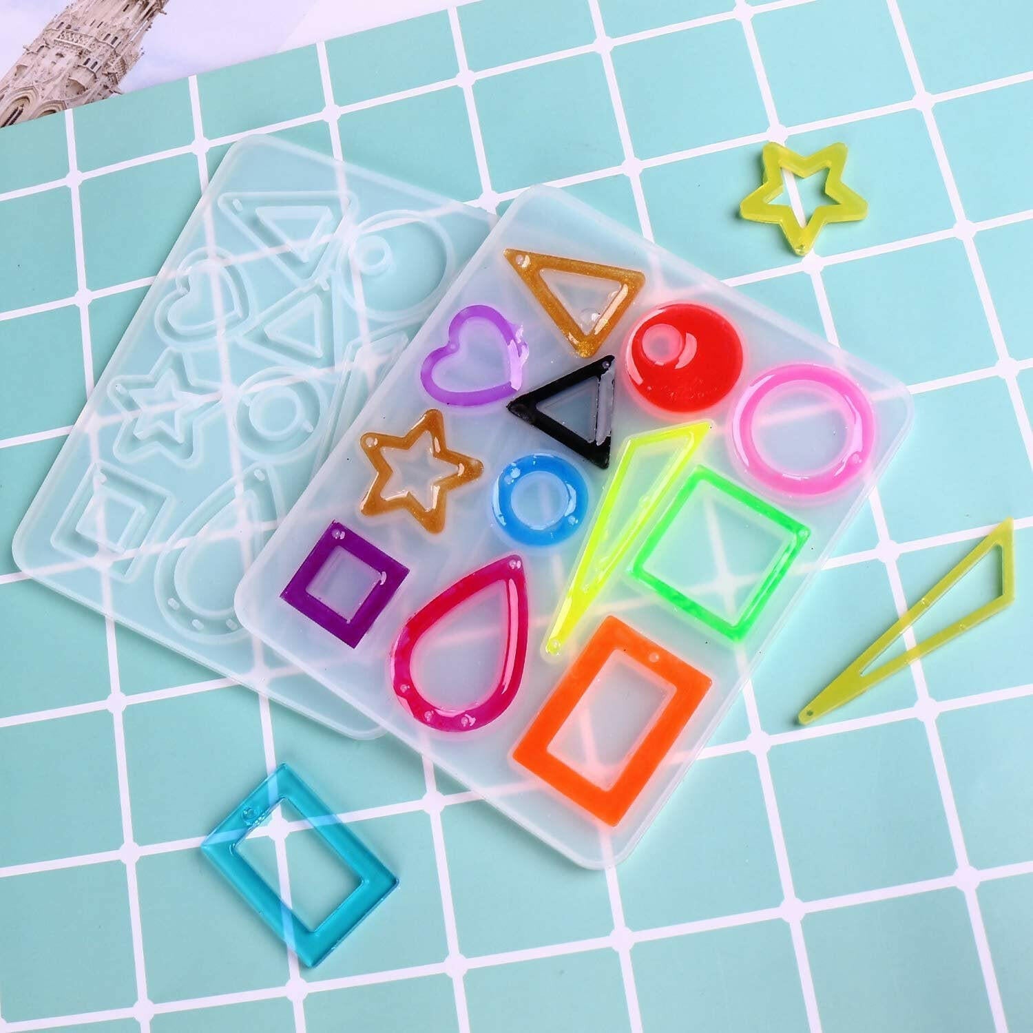 1 Pack 12 Case Geometric Shapes Cabochon Gem Silicon