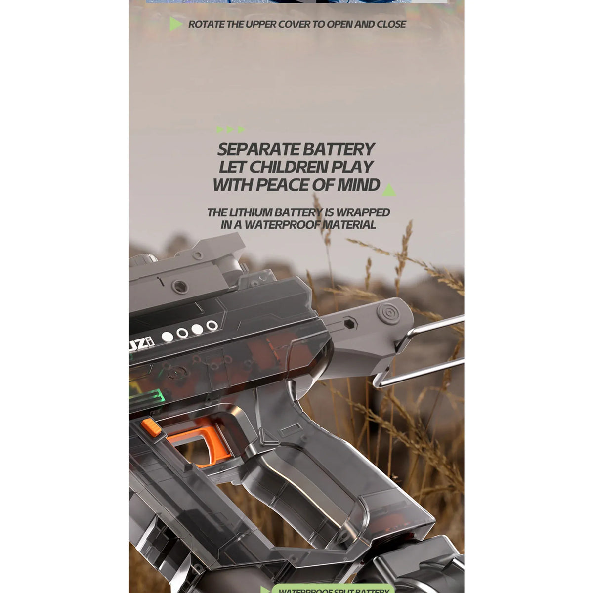 LED UZI Electric Water Gun Fire High Powered Realistic Toy Summer Outdoor