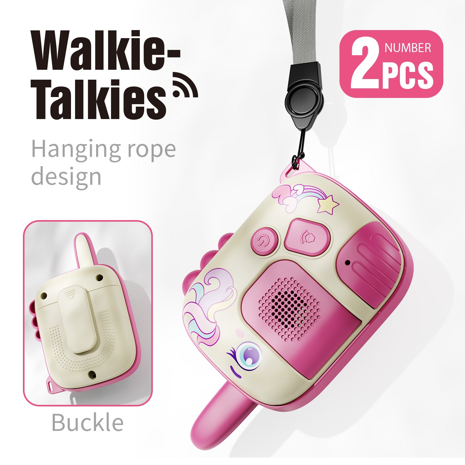2Pcs Unicorn & Dinosaur Kids Walkie Talkie Set – Long Range 300m Cartoon Toy for Boys & Girls