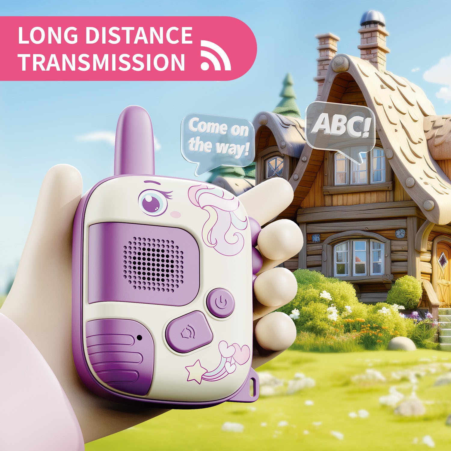 2Pcs Unicorn & Dinosaur Kids Walkie Talkie Set – Long Range 300m Cartoon Toy for Boys & Girls