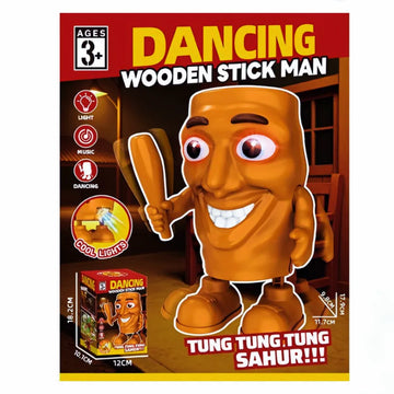 Dancing Wooden Stick Man Toy with Music & LED Lights