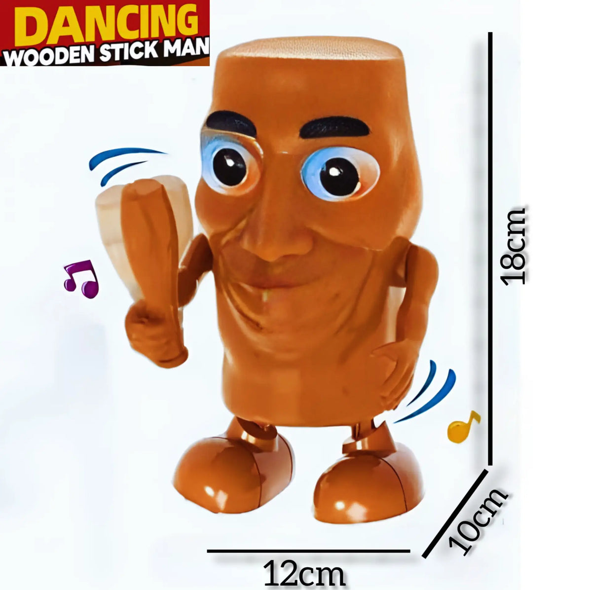 Dancing Wooden Stick Man Toy with Music & LED Lights