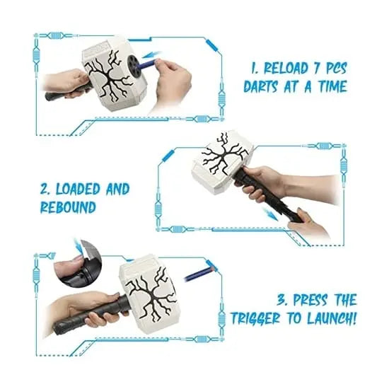 Thor Hammer Soft Dart Shooter with LED Lights