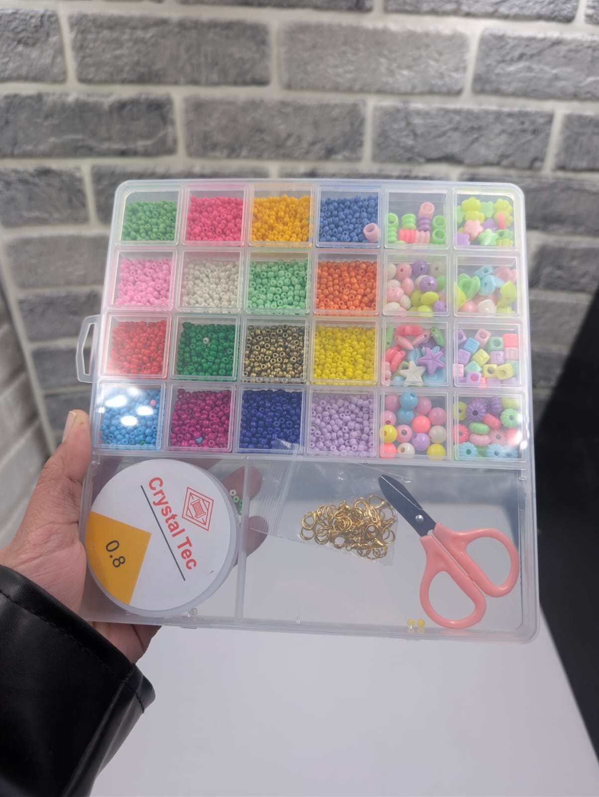 DIY Jewelry Making Bead Kit with Storage Box,Elastic Thread & Accessories