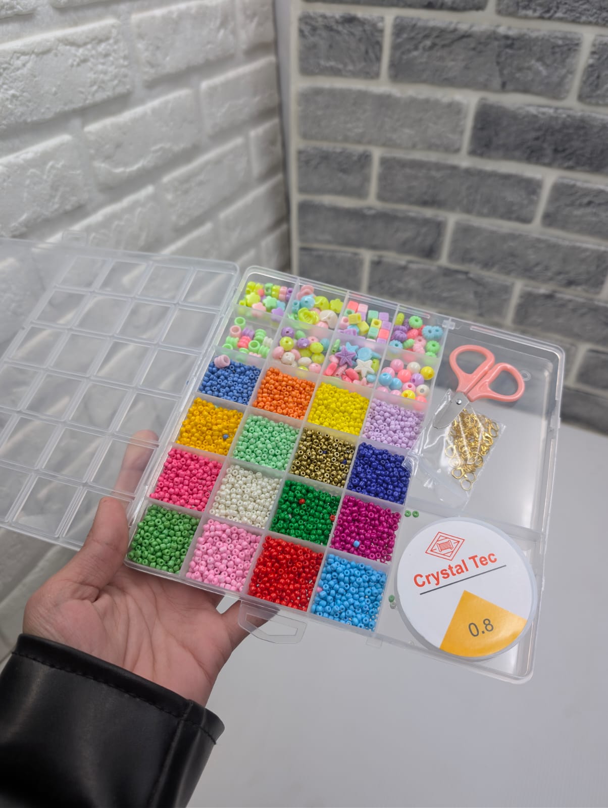 DIY Jewelry Making Bead Kit with Storage Box,Elastic Thread & Accessories
