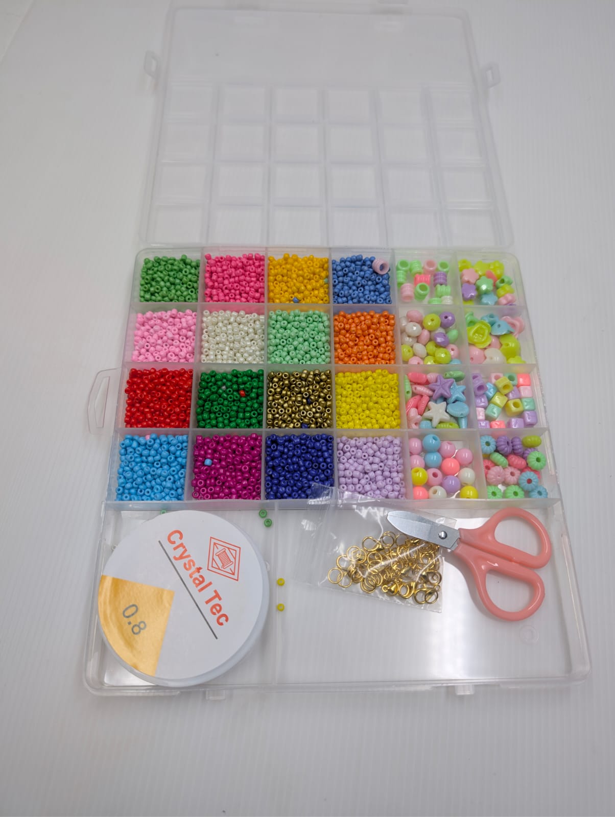 DIY Jewelry Making Bead Kit with Storage Box,Elastic Thread & Accessories