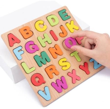 Wooden 3D Uppercase Alphabet Puzzle for Kids Early Educational Toys