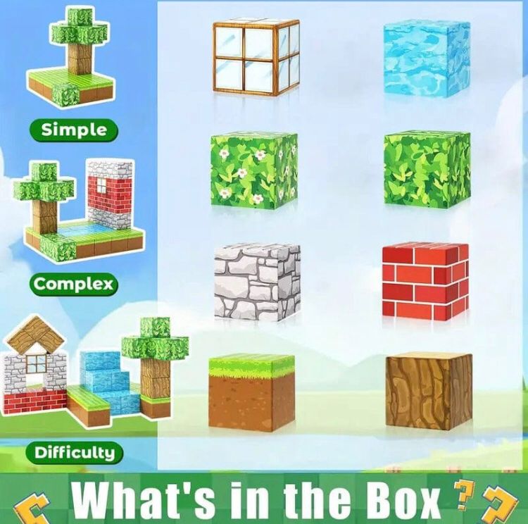 128pcs Minecraft Magnetic Building Blocks