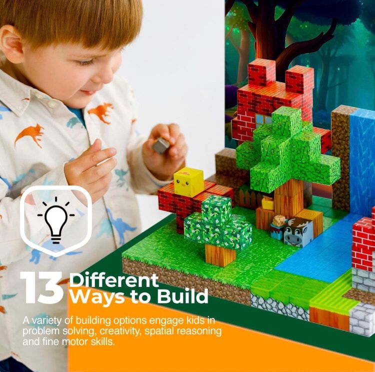 128pcs Minecraft Magnetic Building Blocks