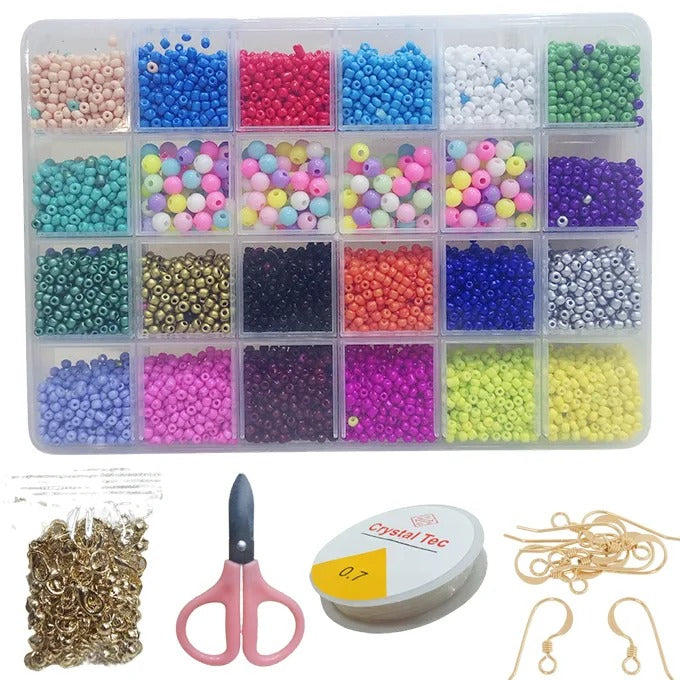 DIY Jewelry Making Bead Kit with Storage Box,Elastic Thread & Accessories