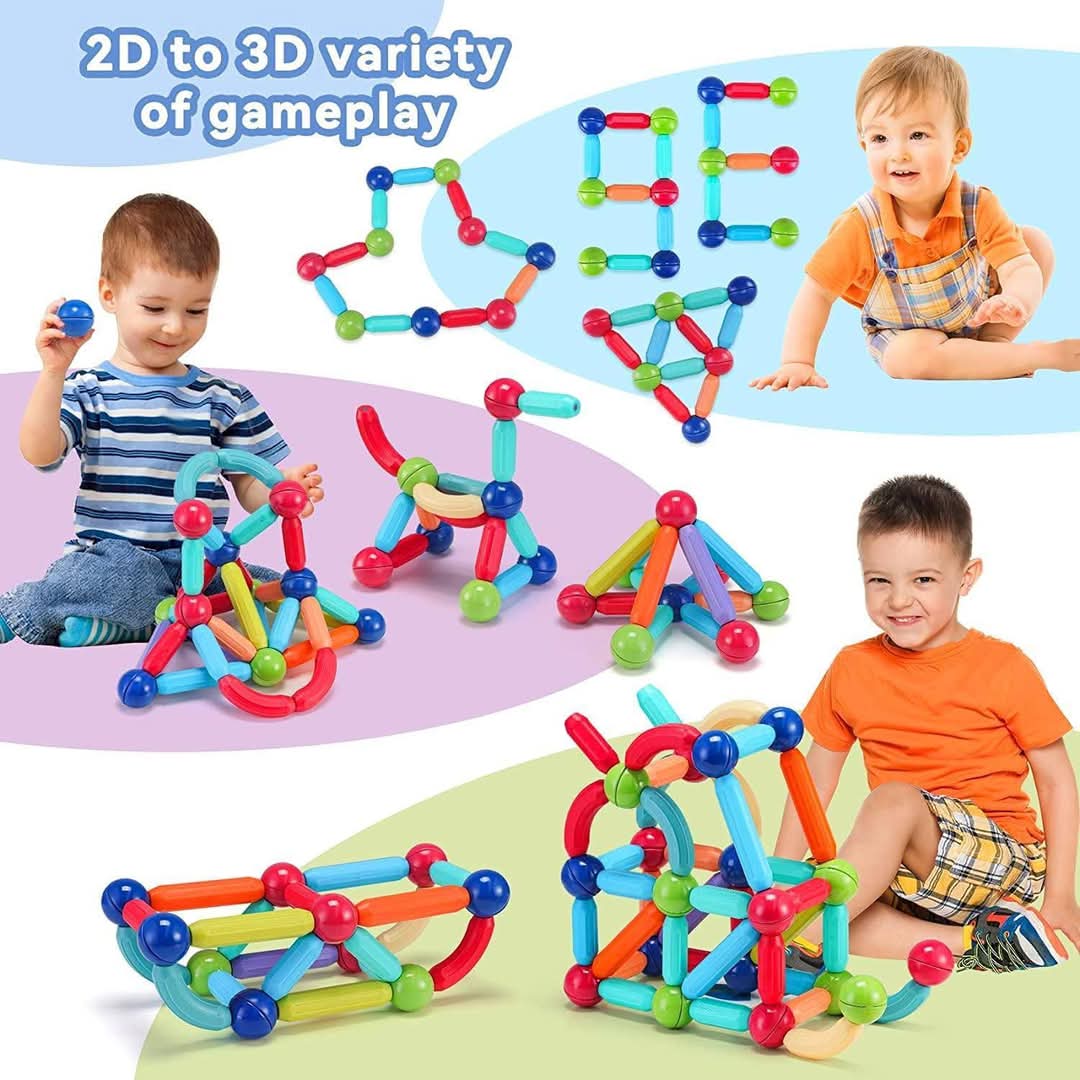 3D Magnetic Sticks&Balls Building Blocks Toys Kids Montessori Toys