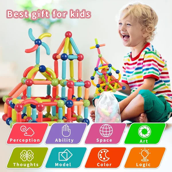 3D Magnetic Sticks&Balls Building Blocks Toys Kids Montessori Toys