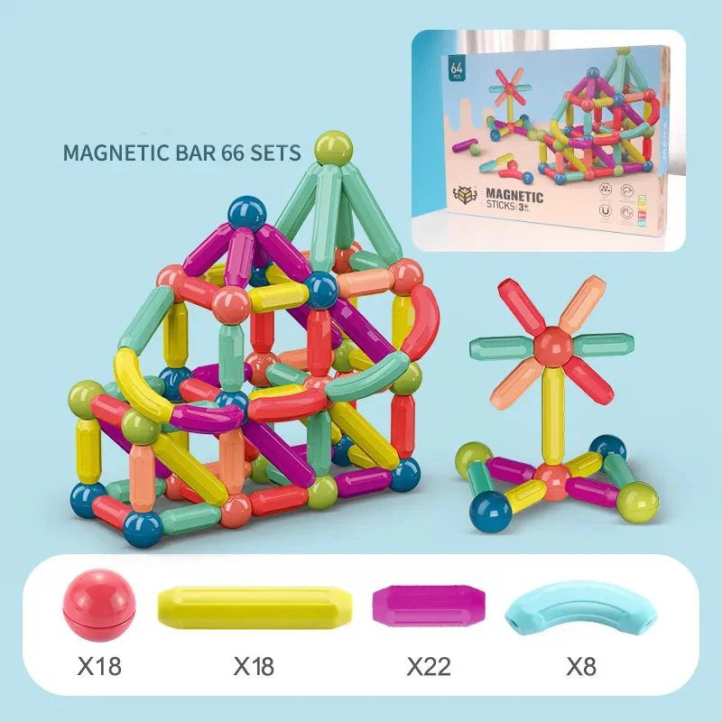 3D Magnetic Sticks&Balls Building Blocks Toys Kids Montessori Toys