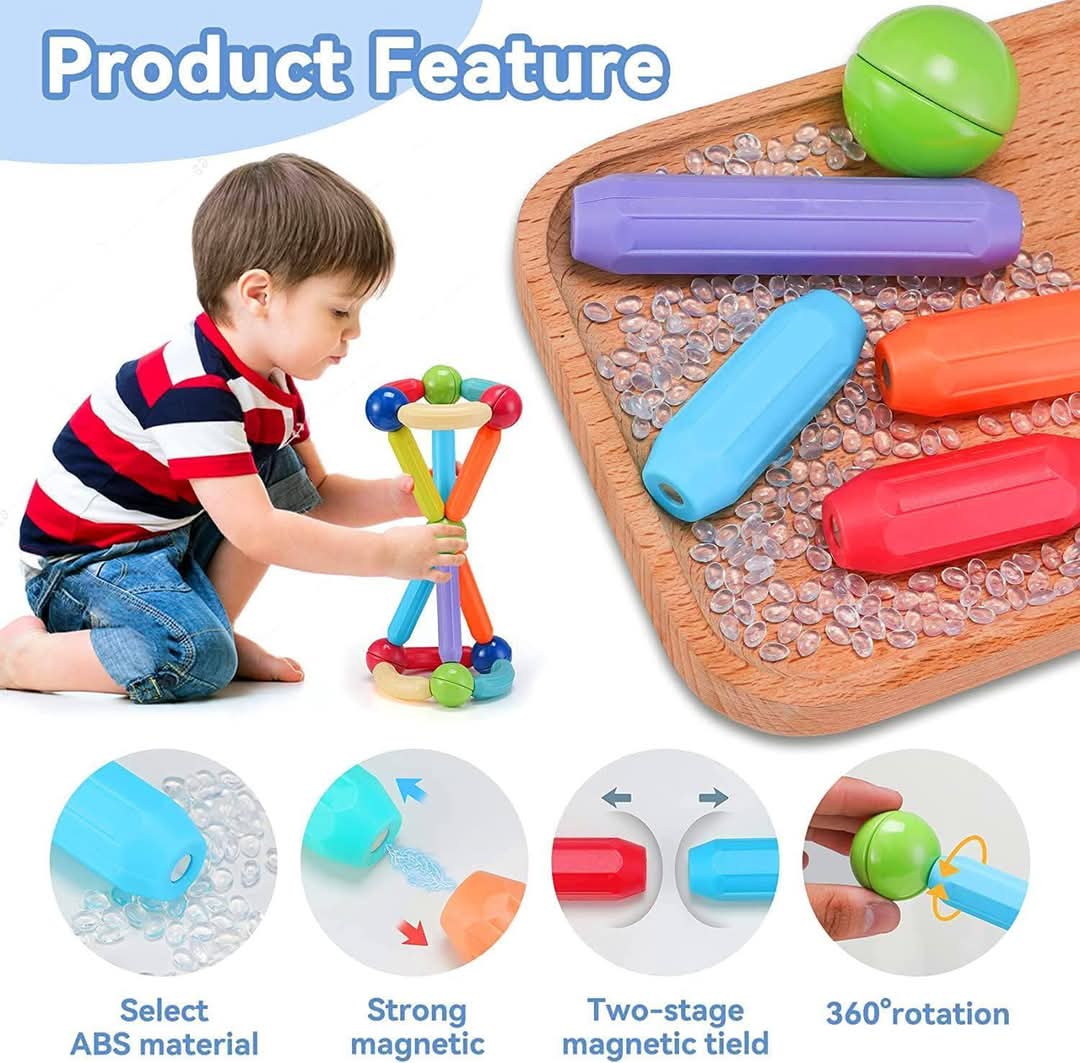 3D Magnetic Sticks&Balls Building Blocks Toys Kids Montessori Toys