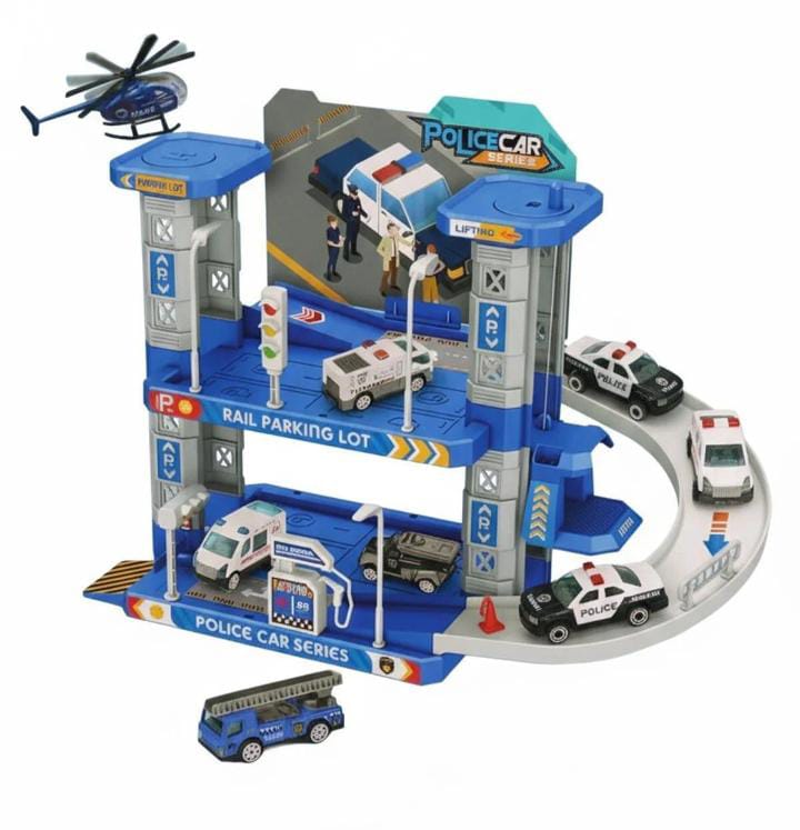 Police Car Series 2-Storey Parking Garage Set