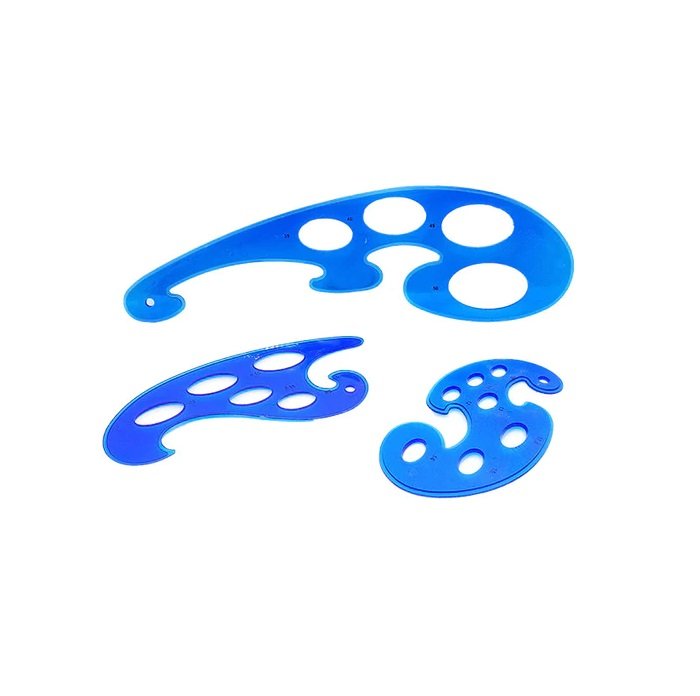 Set of 3 - Orange Colored French Curve Scale