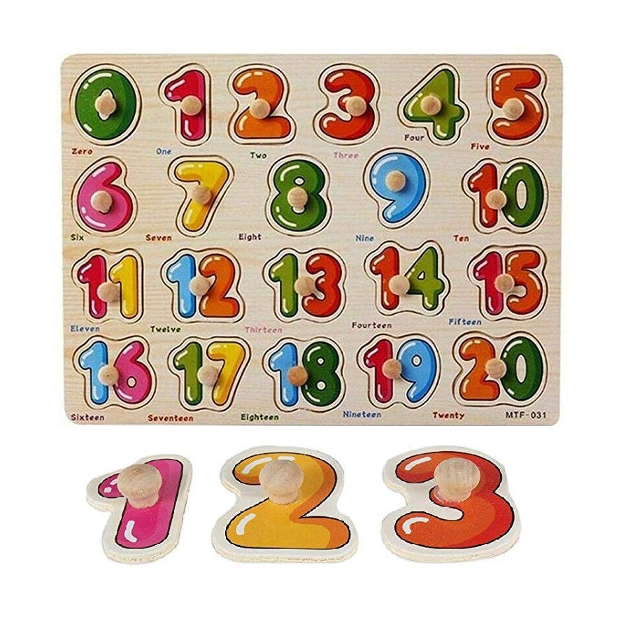 Wooden Numbers Grab Puzzle Board