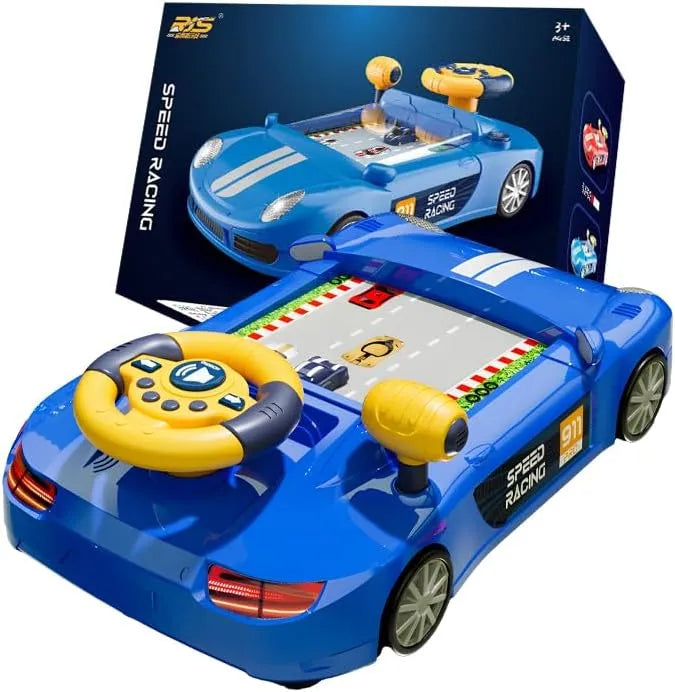 Children's Racing Car Adventure Steering Wheel Electric Desktop Game
