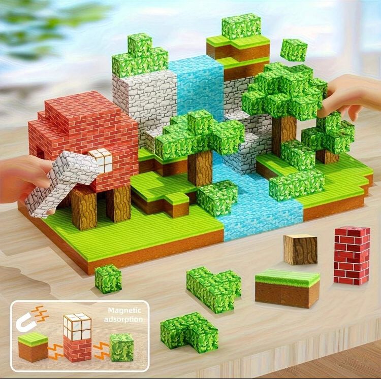 128pcs Minecraft Magnetic Building Blocks