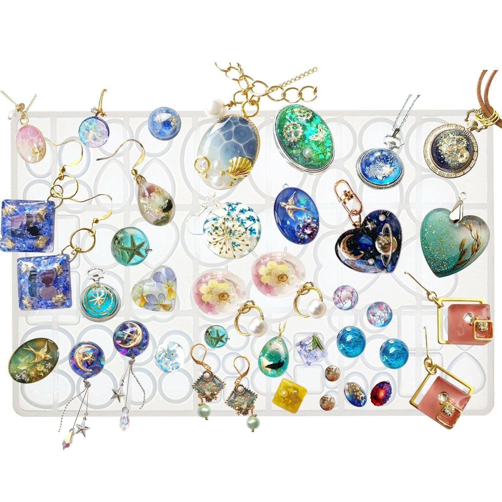 1 Pack 58 Case Cabochon Gem Silicone Jewelry Mold