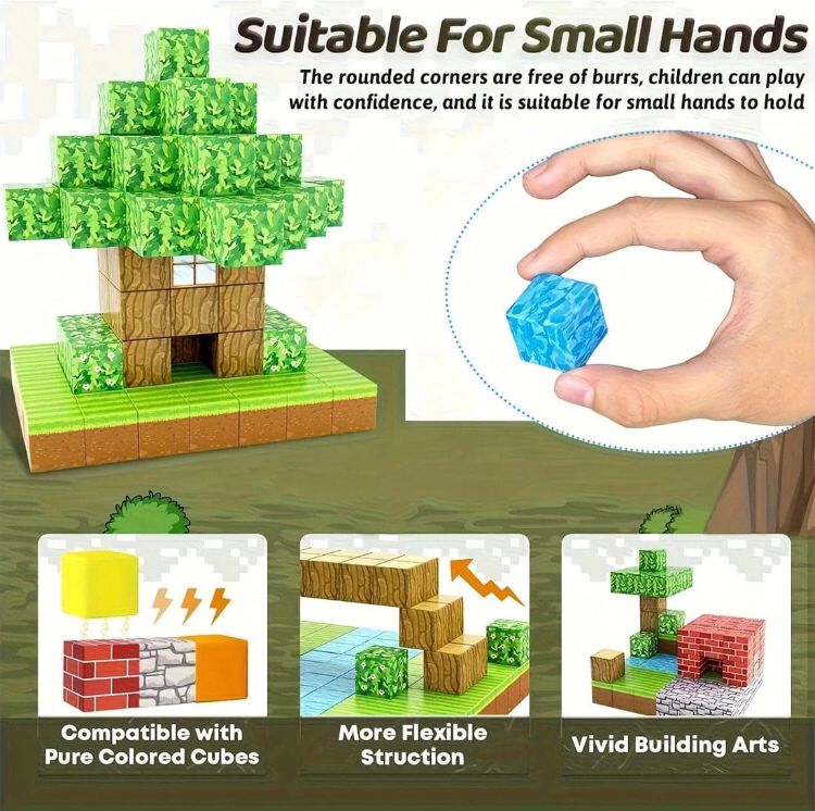 128pcs Minecraft Magnetic Building Blocks