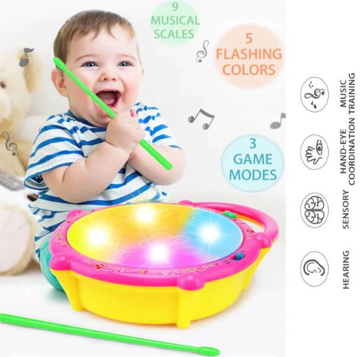 Flash Drum Musical Toy for Kids with Music and Lights