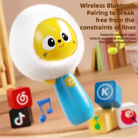 Kids' Plush Microphone Toy, Wireless Karaoke Microphone