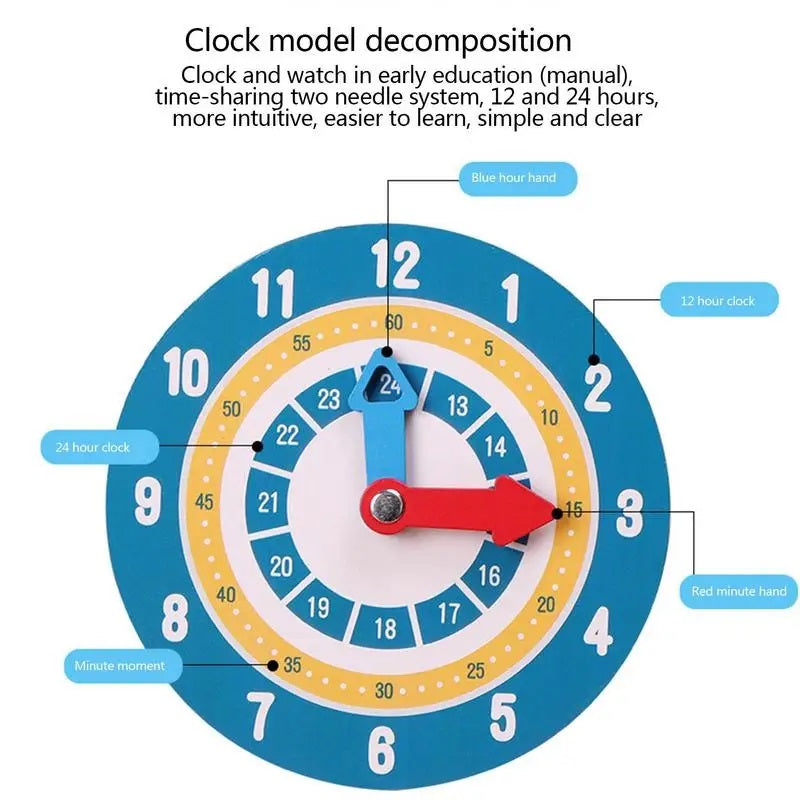 Wooden Montessori Time Learning Clock