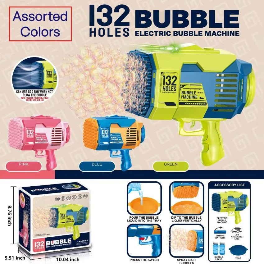132-Hole Automatic Electric Bubble Gun